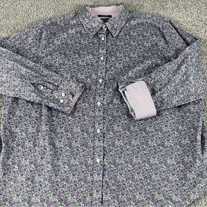 Chaps No Iron Shirt Women's 2X Purple Floral Long Sleeve Button-Up C79